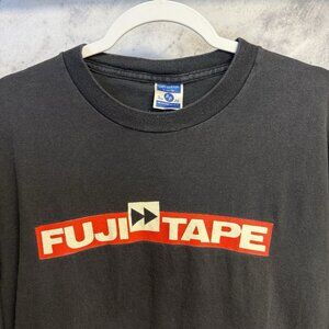 Vintage 90s Fuji Tape T Shirt Mens XL Black Short Sleeve Film